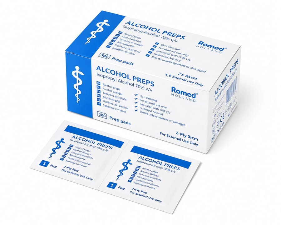 Alcohol Prep Pads – 70% Isopropyl Alcohol (500 stuks) – onderzoeksbenodigdheid, Virexa Labs