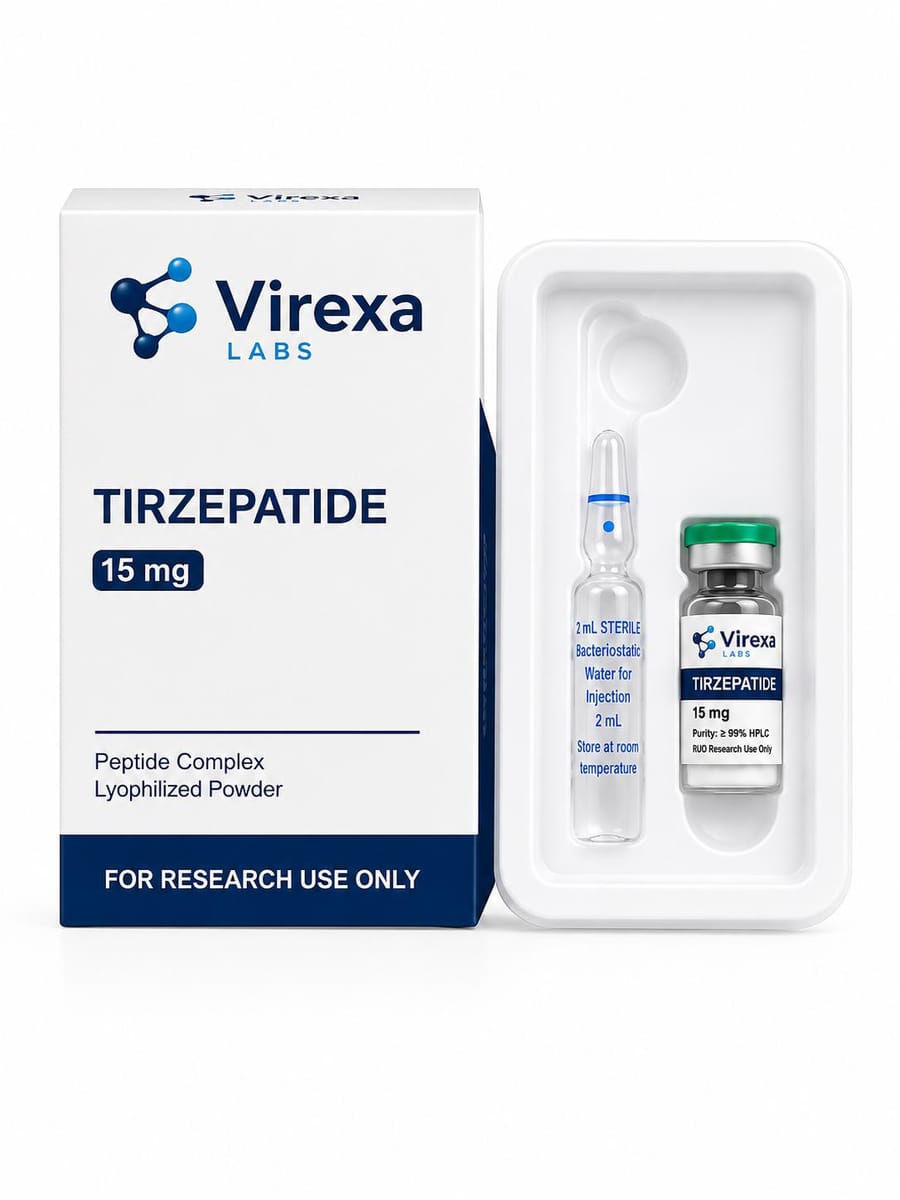 Tirzepatide 15 mg – onderzoekspeptide, Virexa Labs